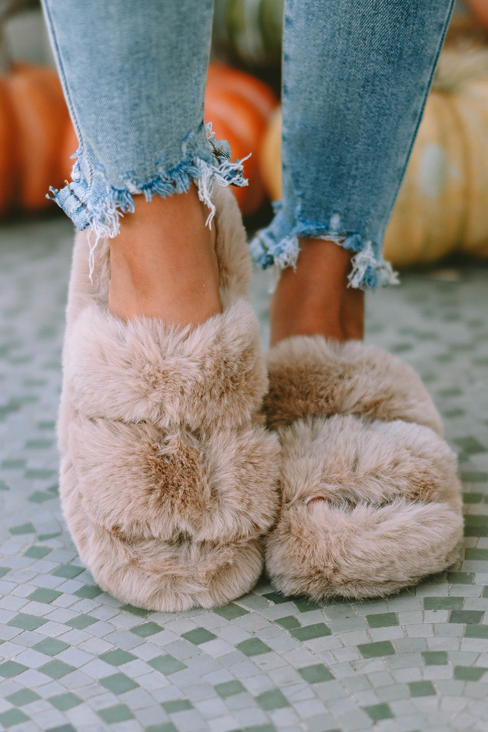 Plush Hollow Out Slippers