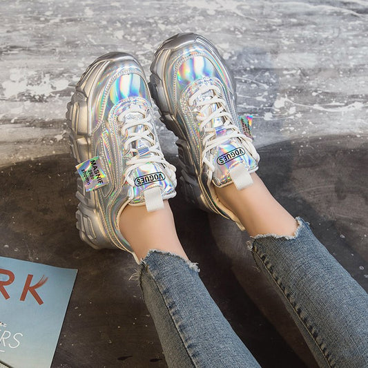 Patent Leather Holographic Sneakers