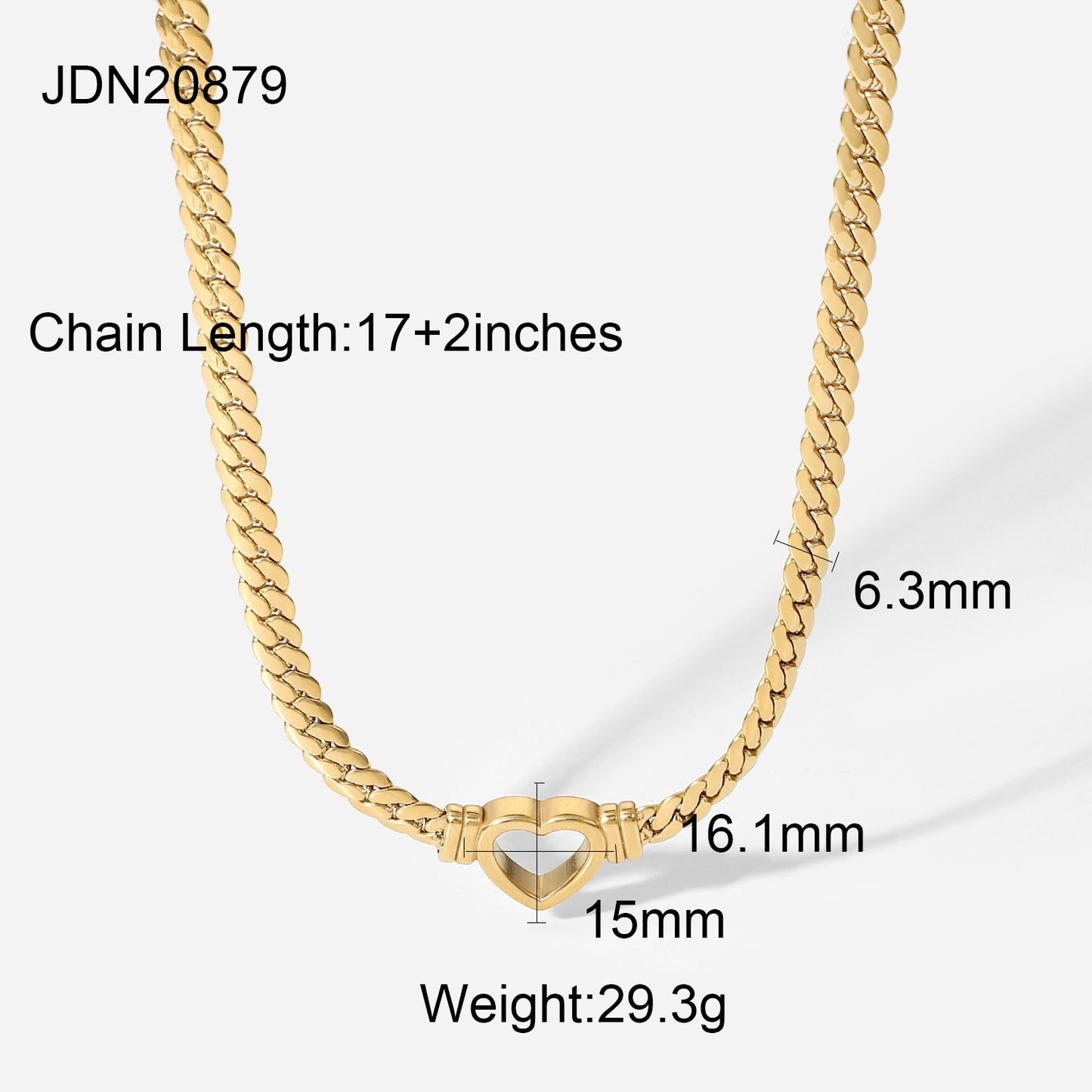 Cuban Chain Heart Necklace 14K