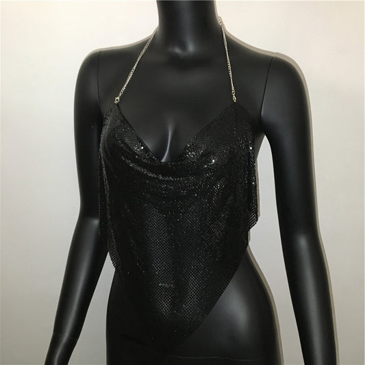 Women's Metal Sequins Sling Non-specification Chain Top