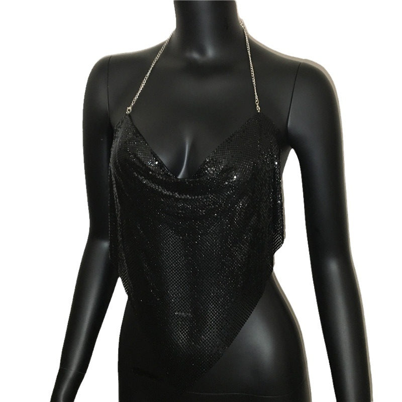 Women's Metal Sequins Sling Non-specification Chain Top
