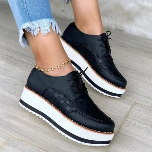 Lace-up Checkerboard Platforms
