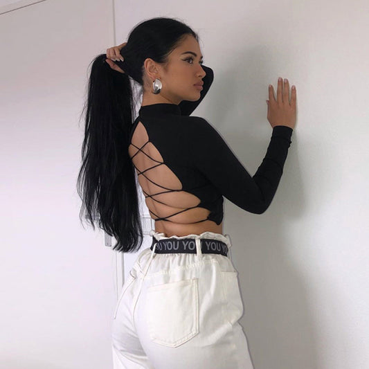 Backless Lace Up Tops