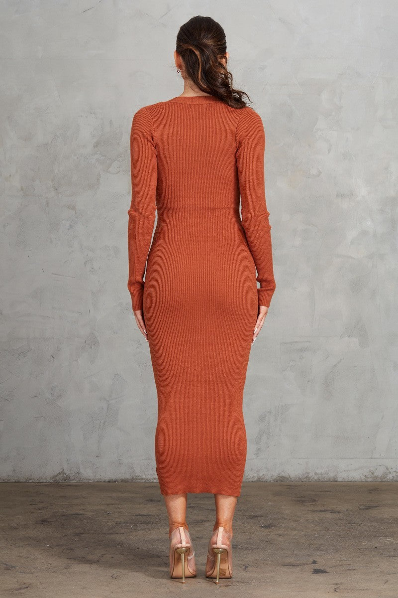Burnt Orange Midi Dress