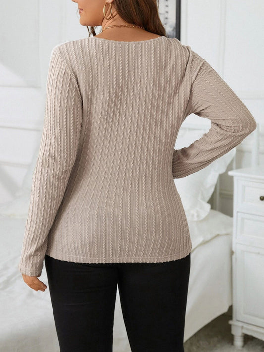 Waffle Collar Knitted Top (PLUS)