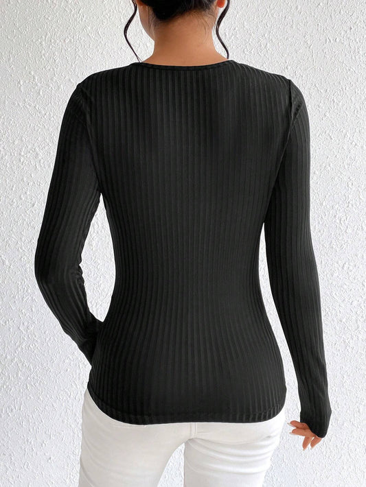 Hollow Out Knit Threaded Top