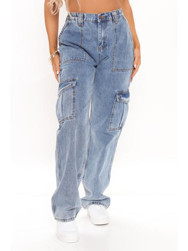Relaxed Denim Cargo Jeans